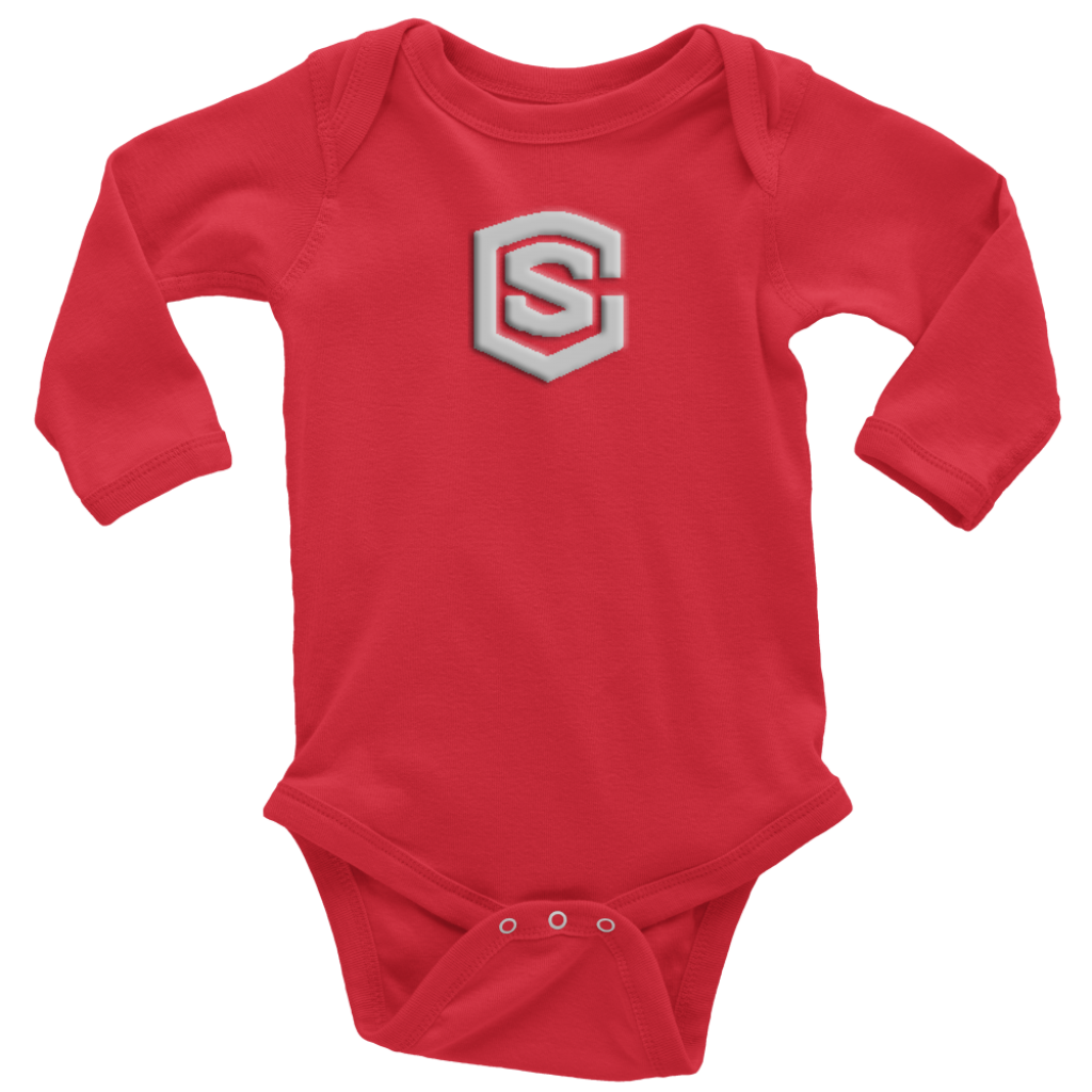 Long Sleeve Baby Bodysuit WITH SILVER LOGO