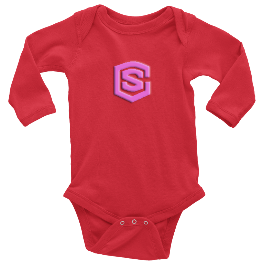 Long Sleeve Baby Bodysuit WITH PINK LOGO