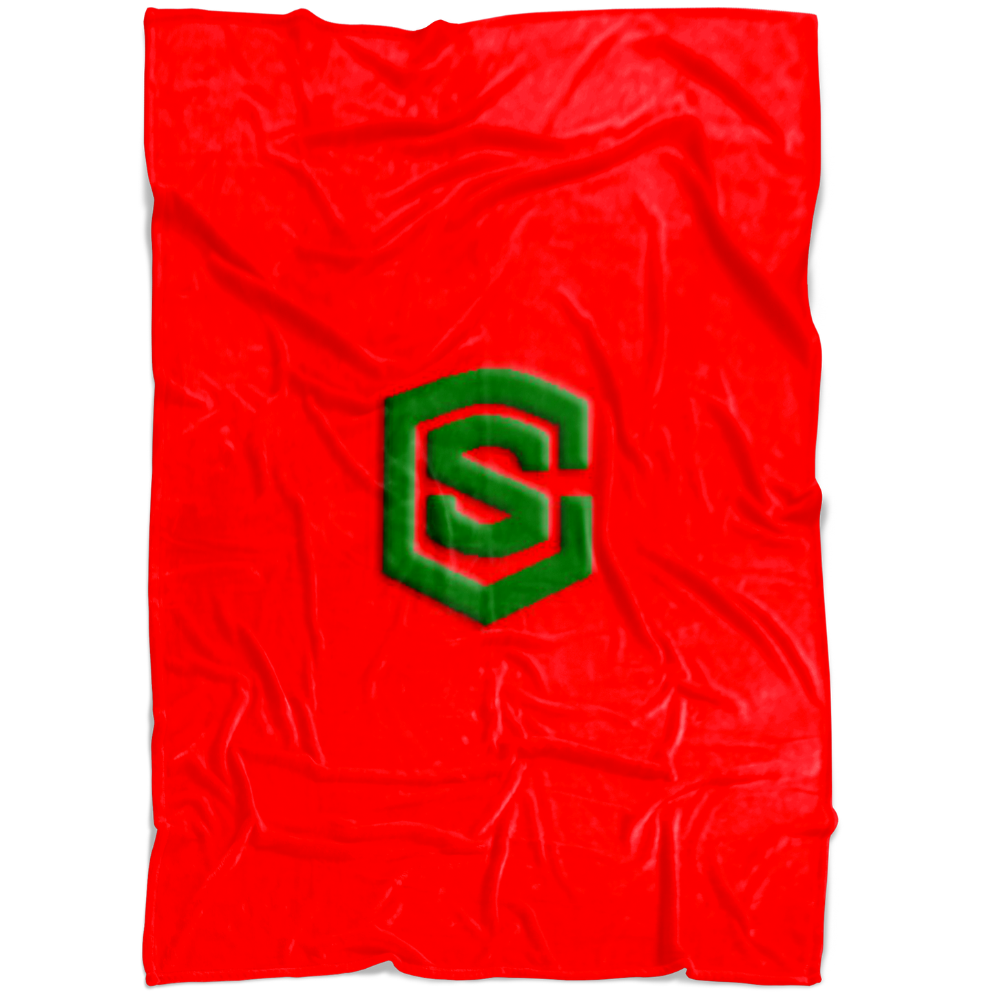 Red Fleece Blanket Green Logo