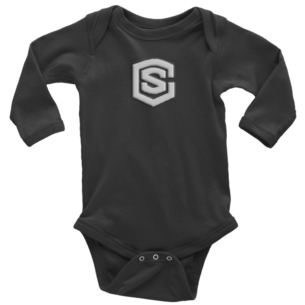 Long Sleeve Baby Bodysuit WITH SILVER LOGO