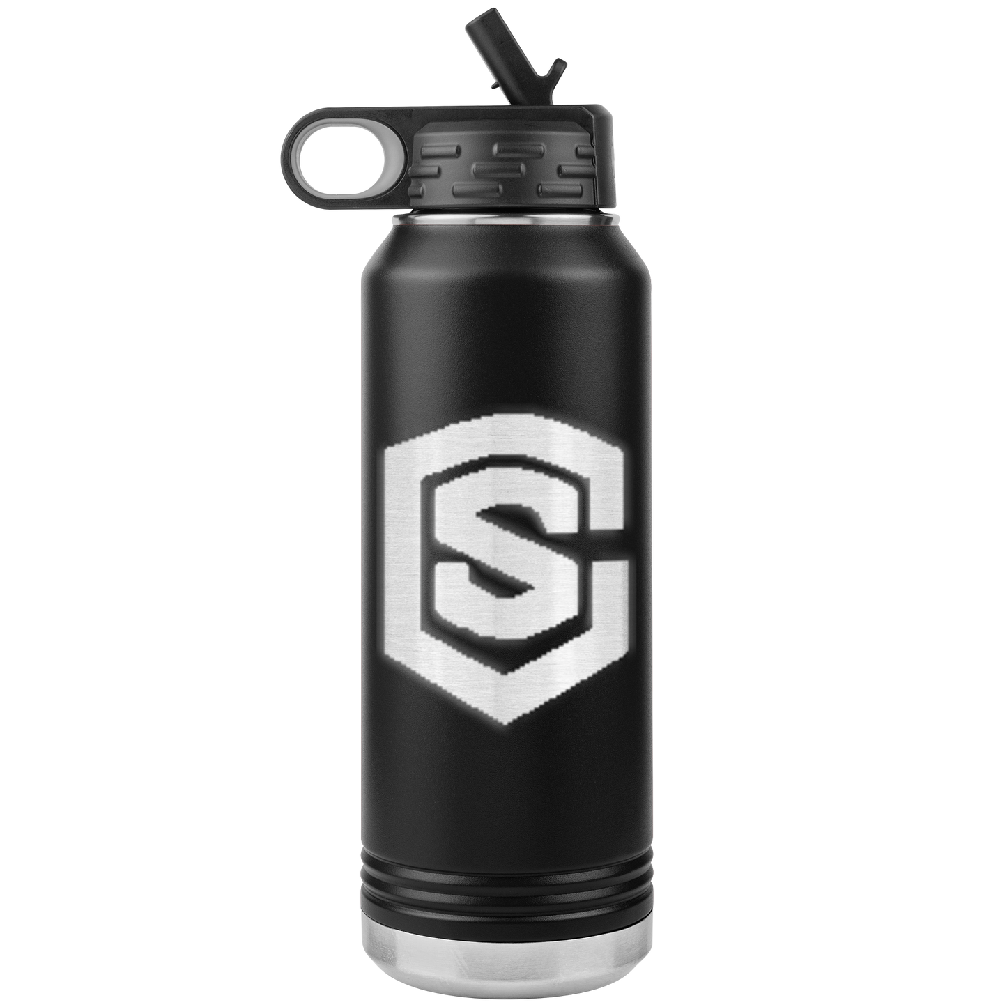 32oz WATER BOTTLE TUMBLER SILVER LOGO