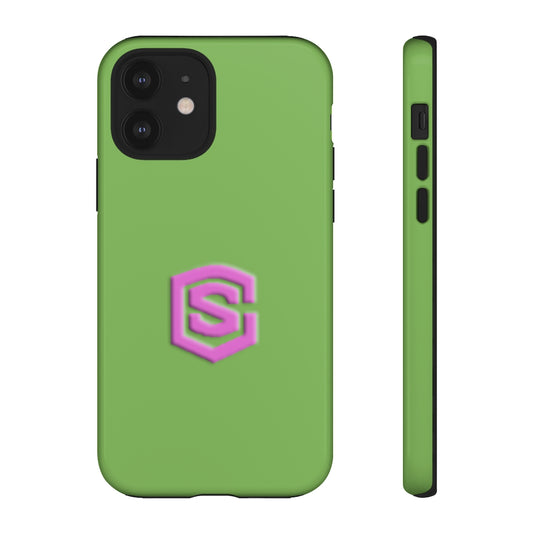 Green Tough Cases Pink Logo