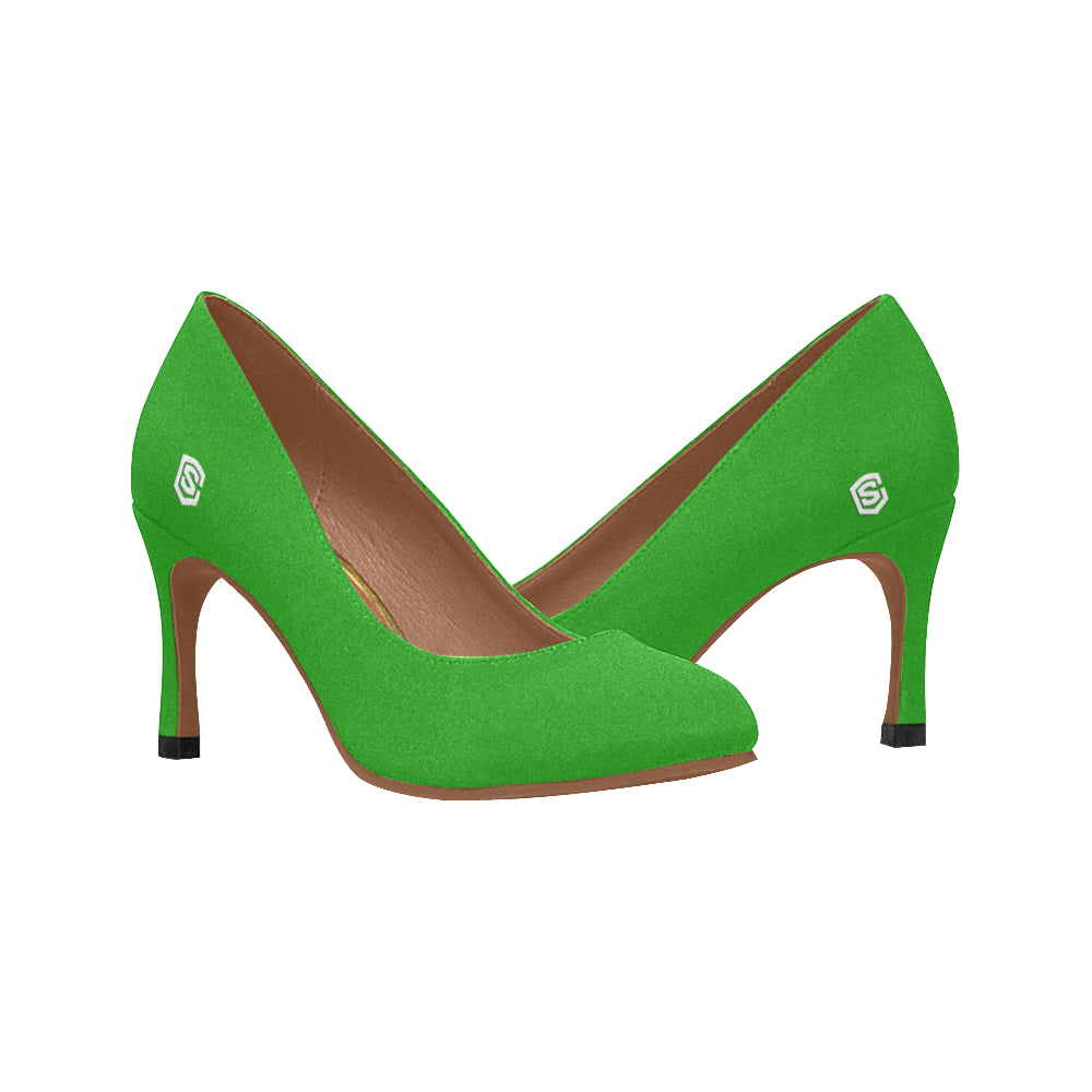 GREEN Women's High Heels white logo Women's High Heels (Model 048)
