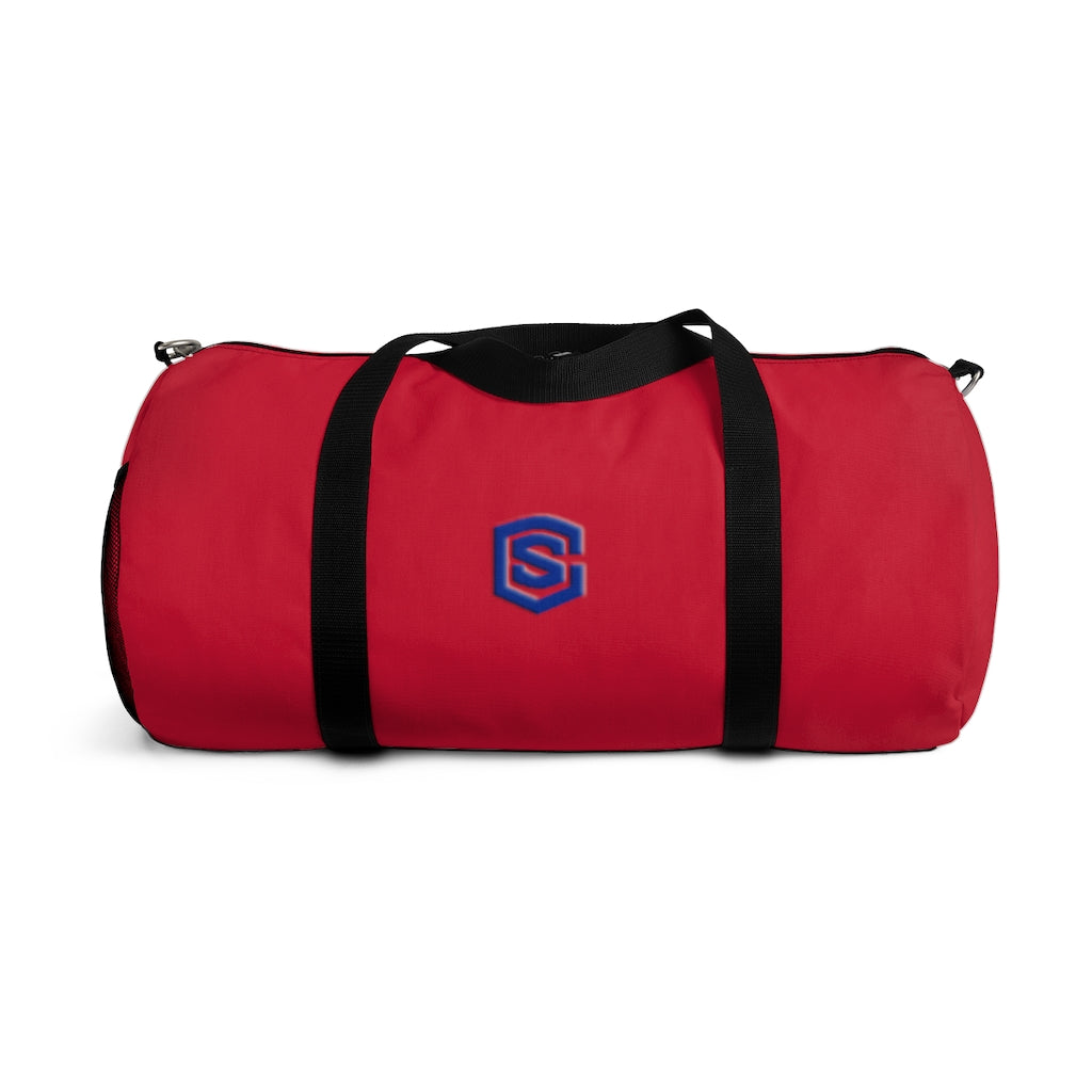 Red Duffel Bag Blue Logo