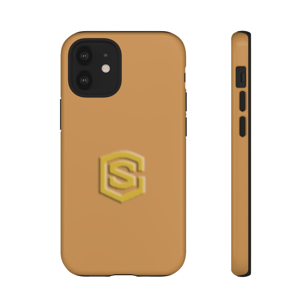 Light Brown Tough Cases Gold Logo