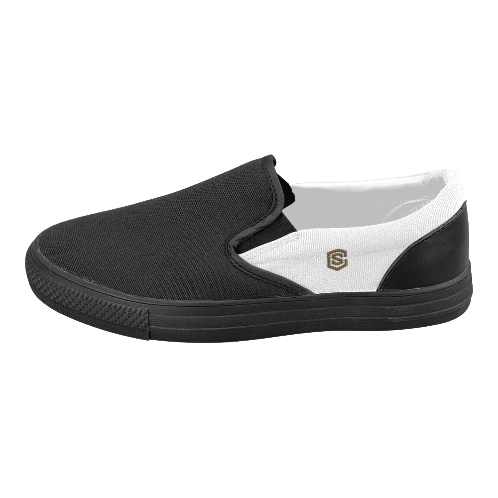 brown logo Women's Slip-on Canvas Shoes (Model 019)