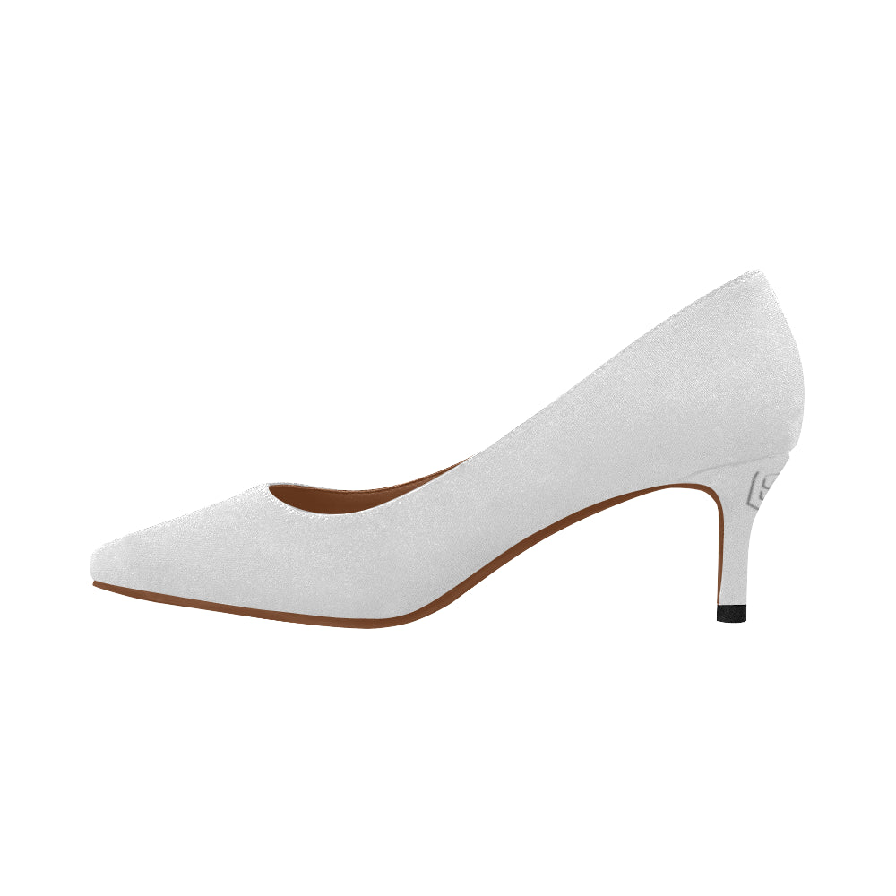 SILVER Women's Pointed Toe Low Heel Pumps  white logo Women's Pointed Toe Low Heel Pumps (Model 053)