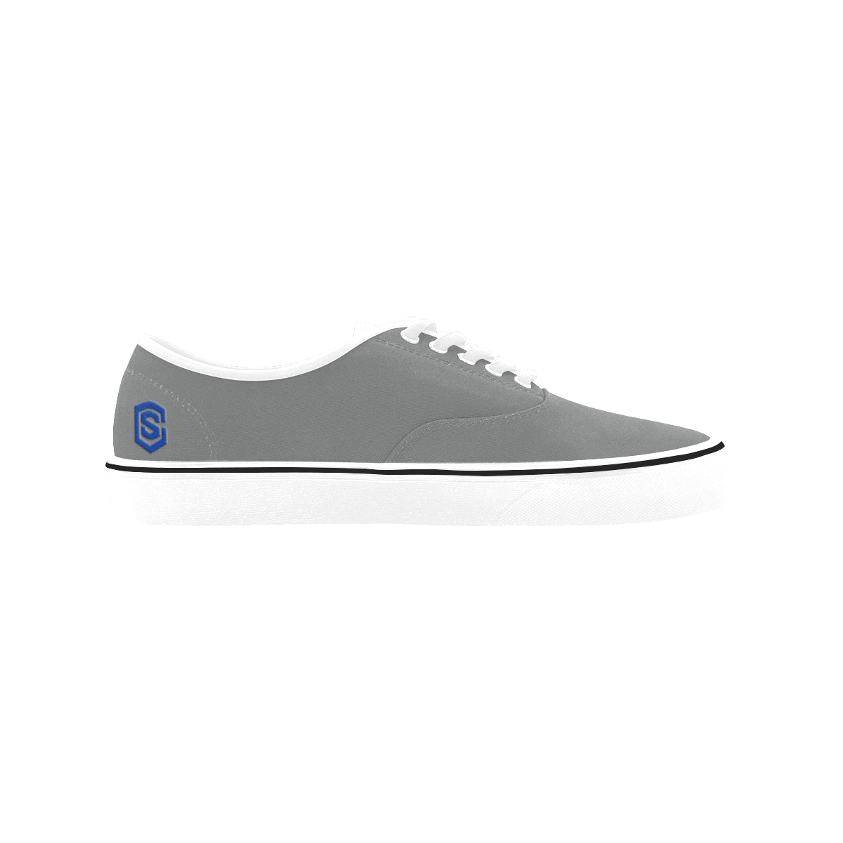 blue logo Classic Women's Canvas Low Top Shoes (Model E001-4)