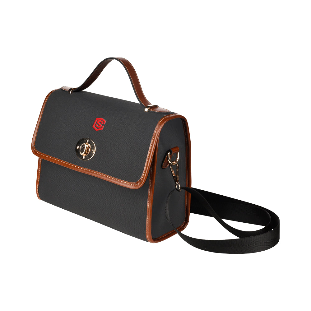 BLACK WATERPROOF CANVAS BAG Red logo Waterproof Canvas Bag/All Over Print (Model 1641)