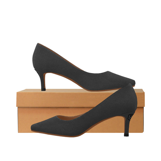 BLACK Women's Pointed Toe Low Heel Pumps black logo Women's Pointed Toe Low Heel Pumps (Model 053)