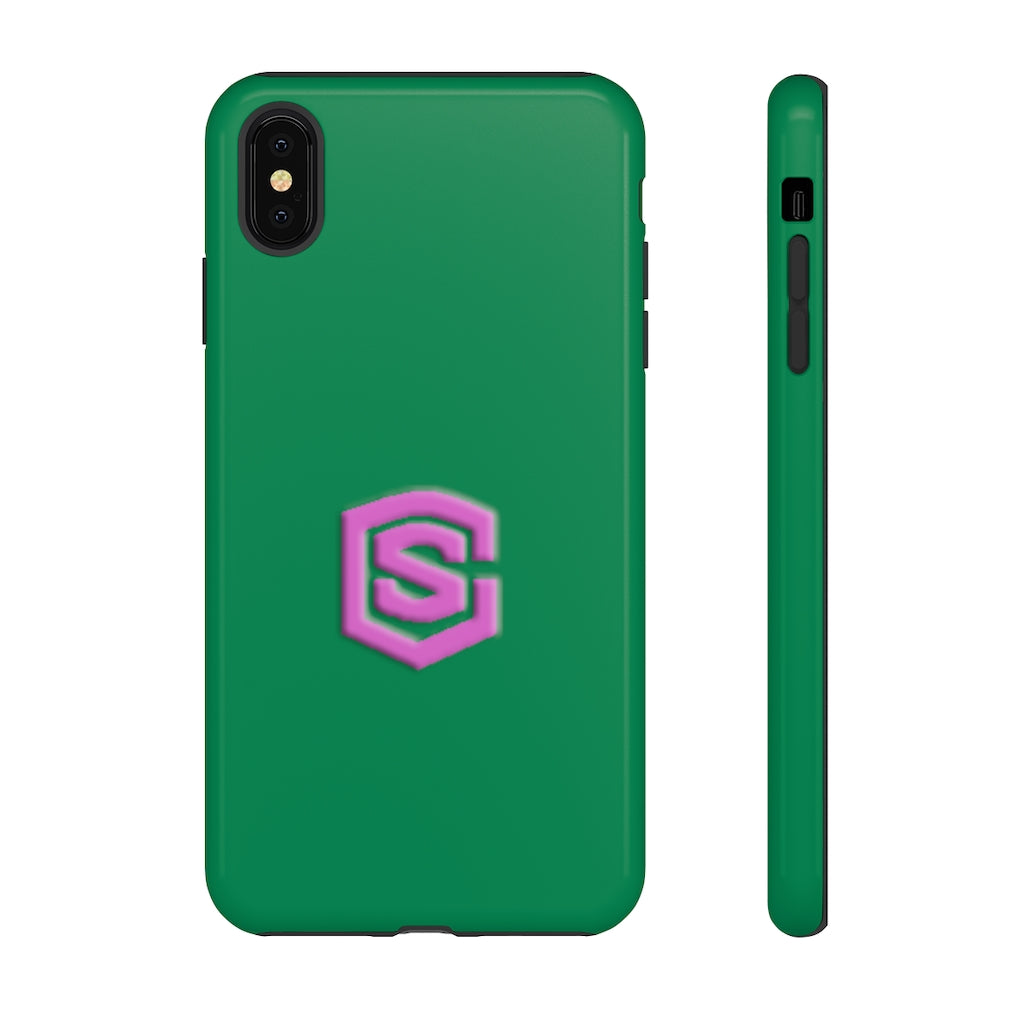 Green Tough Cases Pink Logo