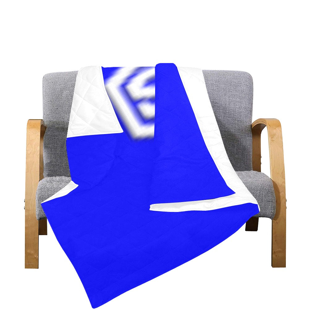 Blue Quilt with White Logo Custom Quilt  70" x 80"