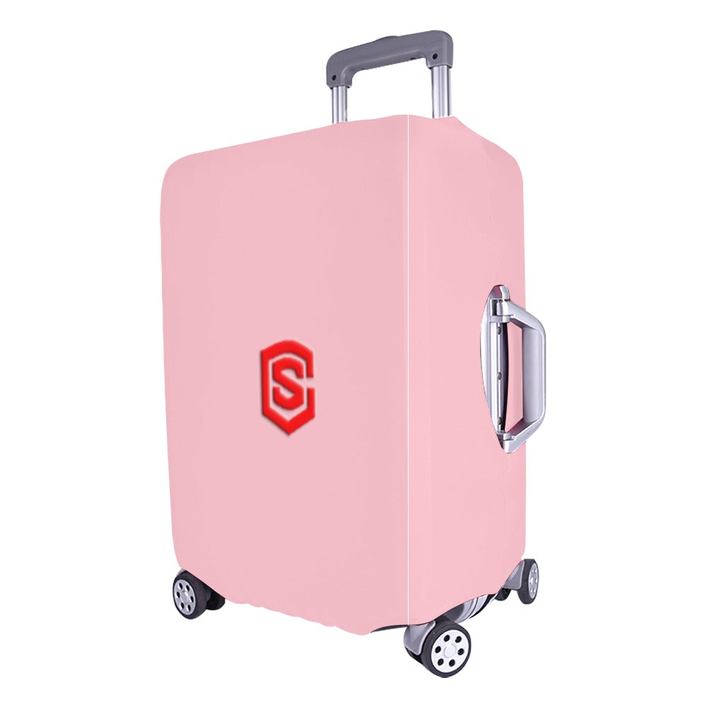 PINK LUGGAGE COVER WITH  RED LOGO Luggage Cover (Large Size) (26"-28")