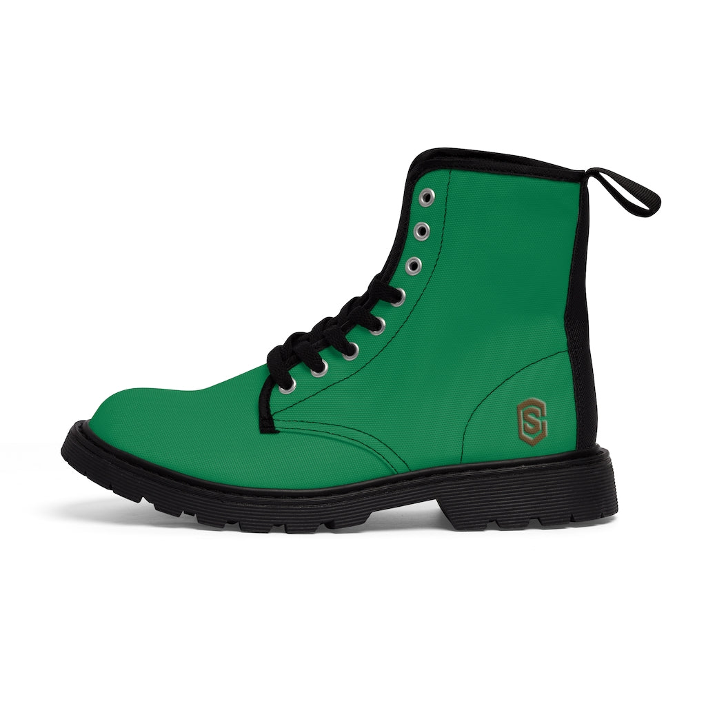 Green Men's Canvas Boots Grey Logo