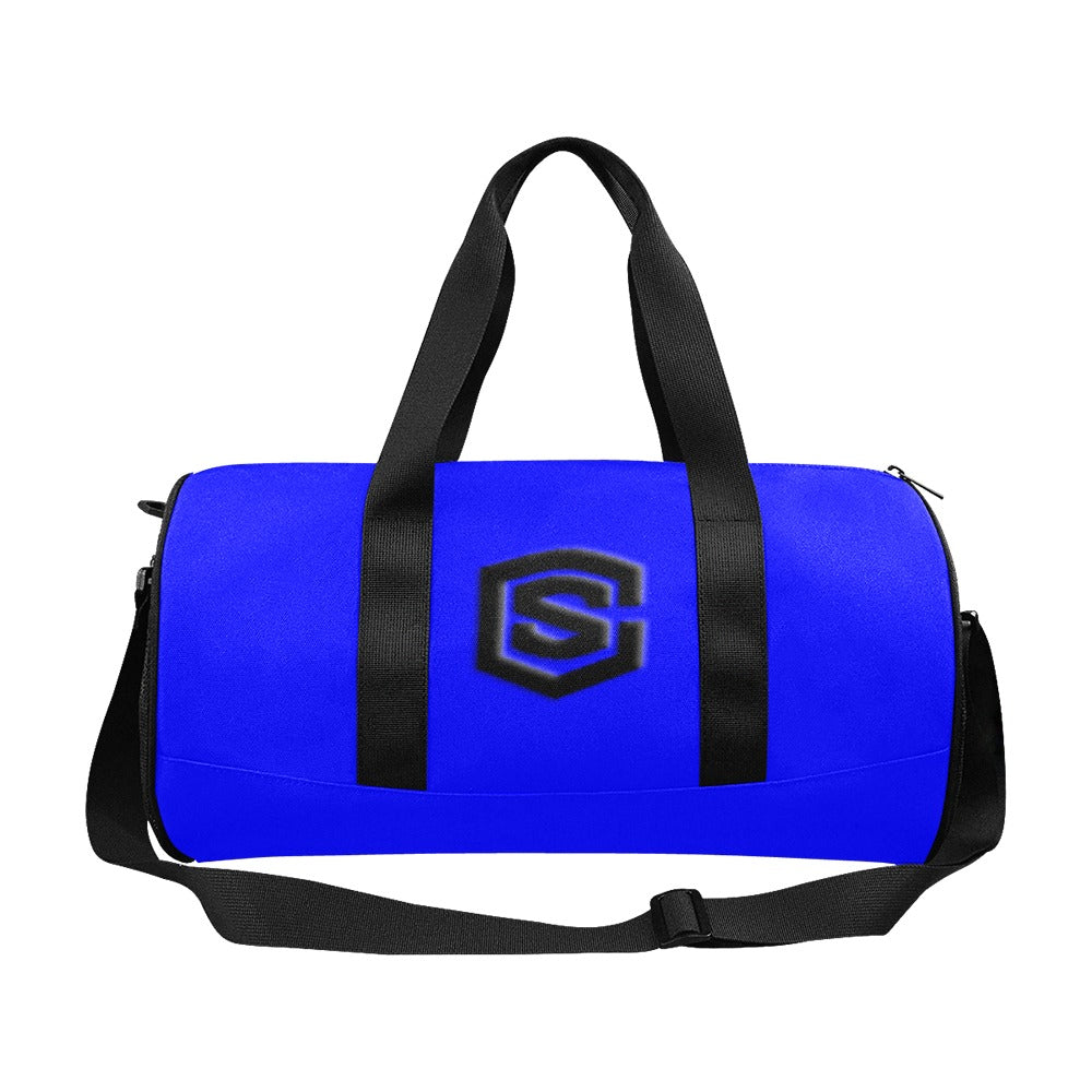 BLUE TRAVEL BAG WITH BLACK LOGO Travel Duffel Bags (Model 1679)