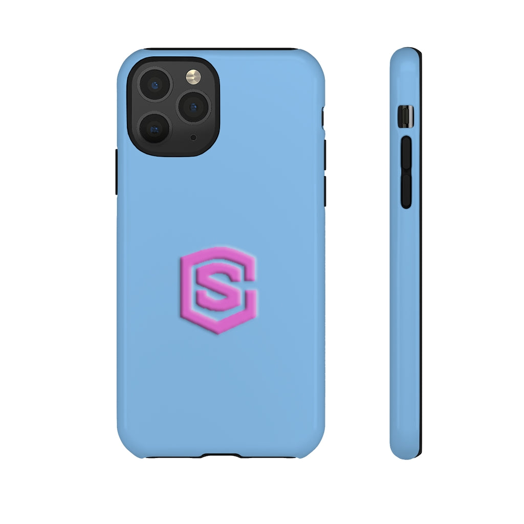 Blue Tough Cases Pink Logo