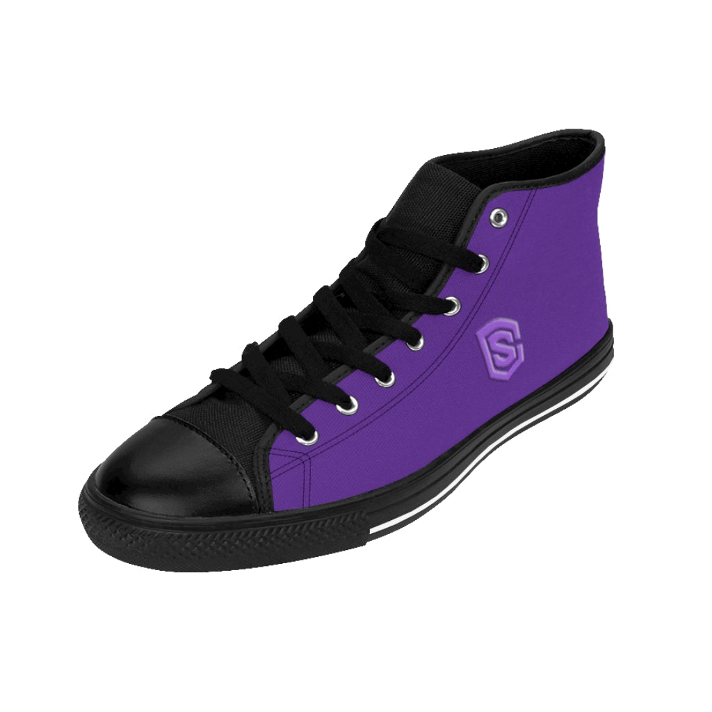 Purple Men's High-top Sneakers pink logo