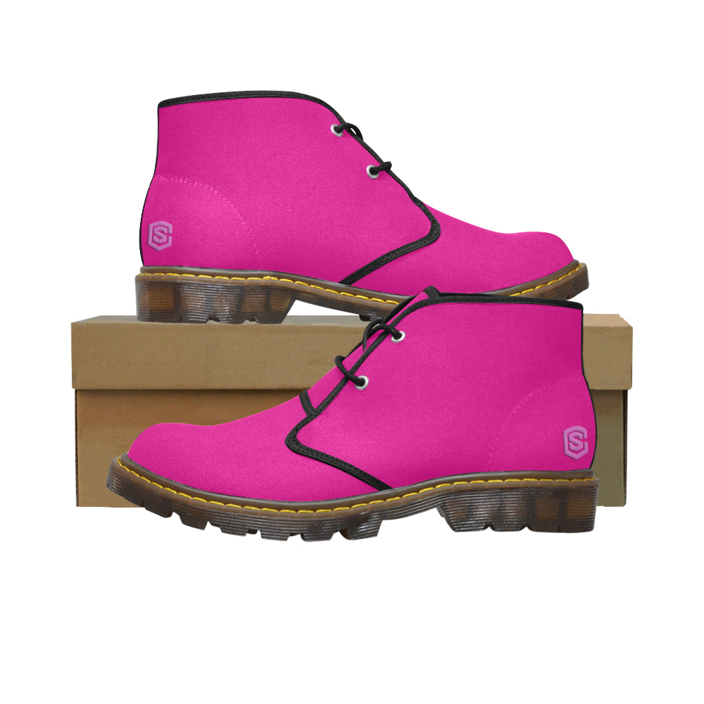 pink logo Women's Canvas Chukka Boots (Model 2402-1)