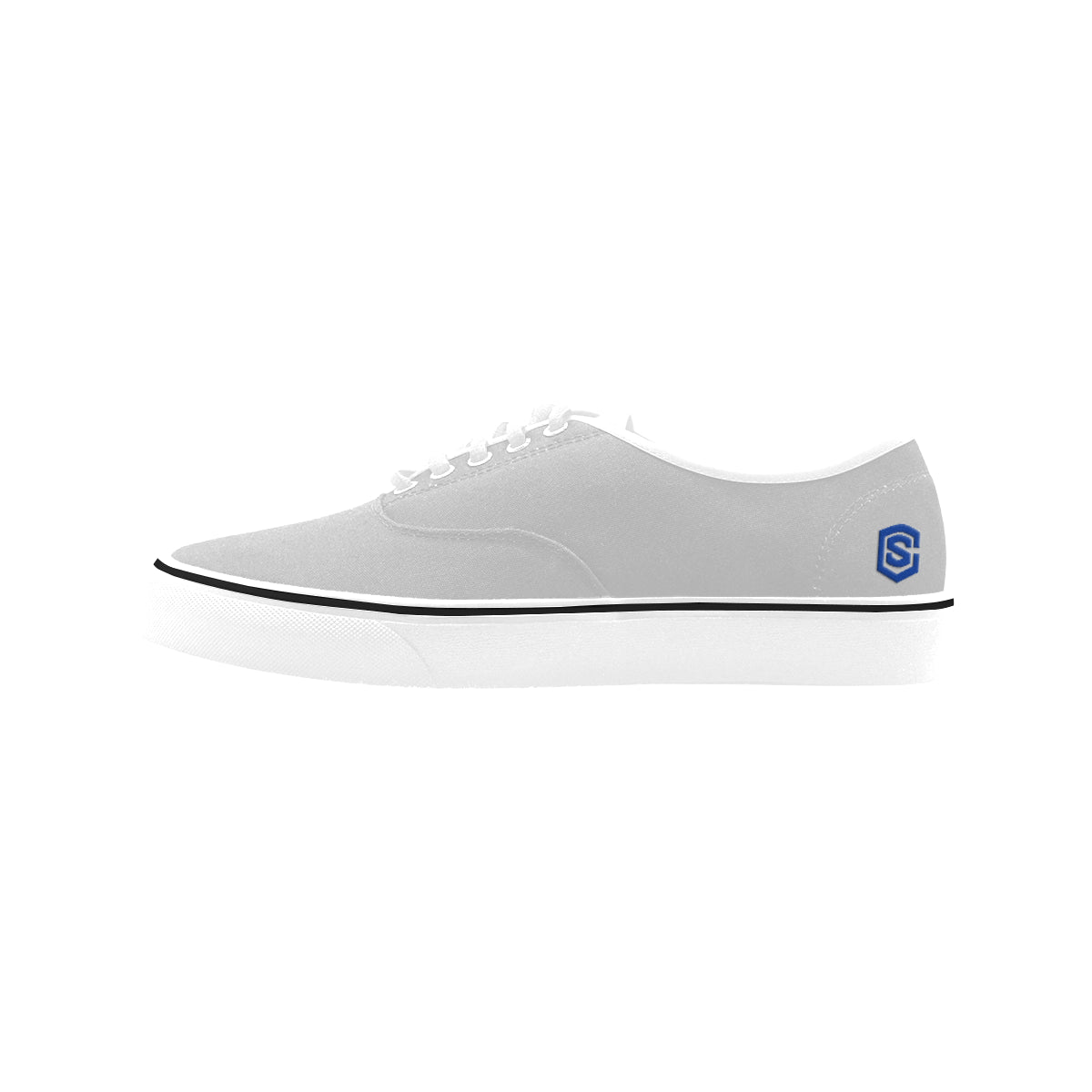 blue logo Classic Women's Canvas Low Top Shoes (Model E001-4)