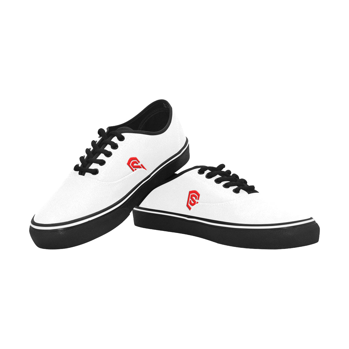 red logo Classic Men's Canvas Low Top Shoes/Large (Model E001-4)