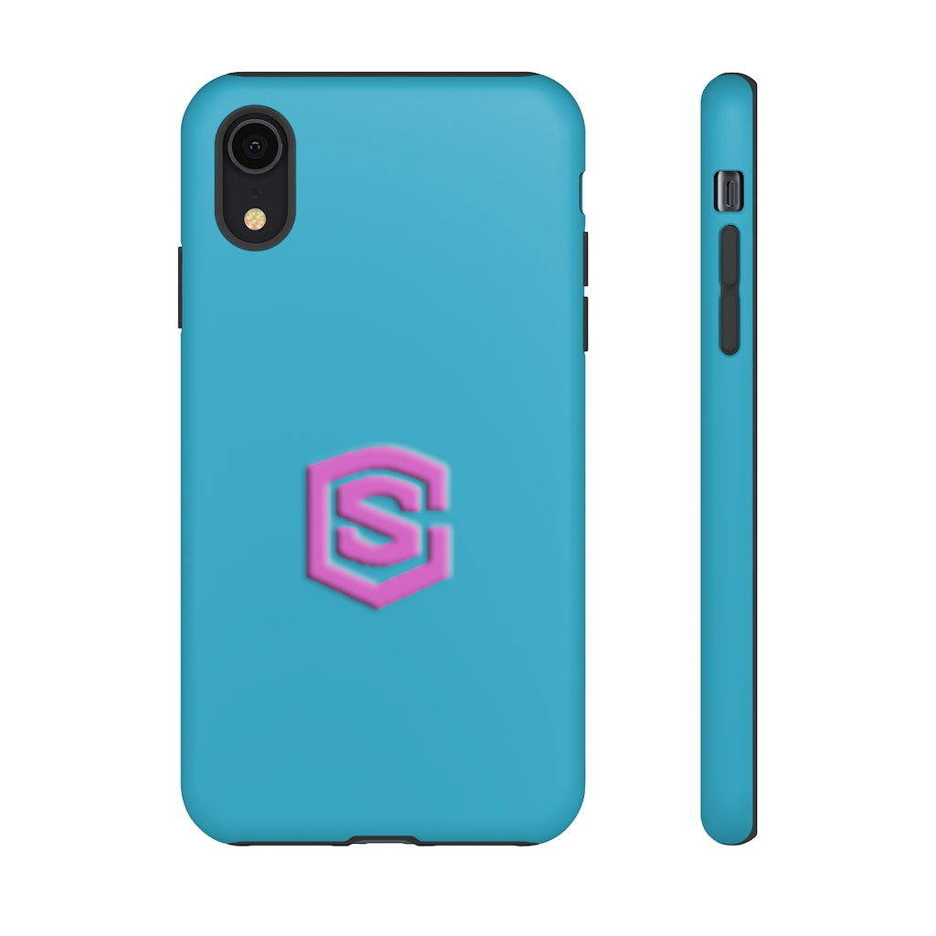 Blue Tough Cases Pink Logo