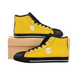 yellow Men's High-top Sneakers - white logo