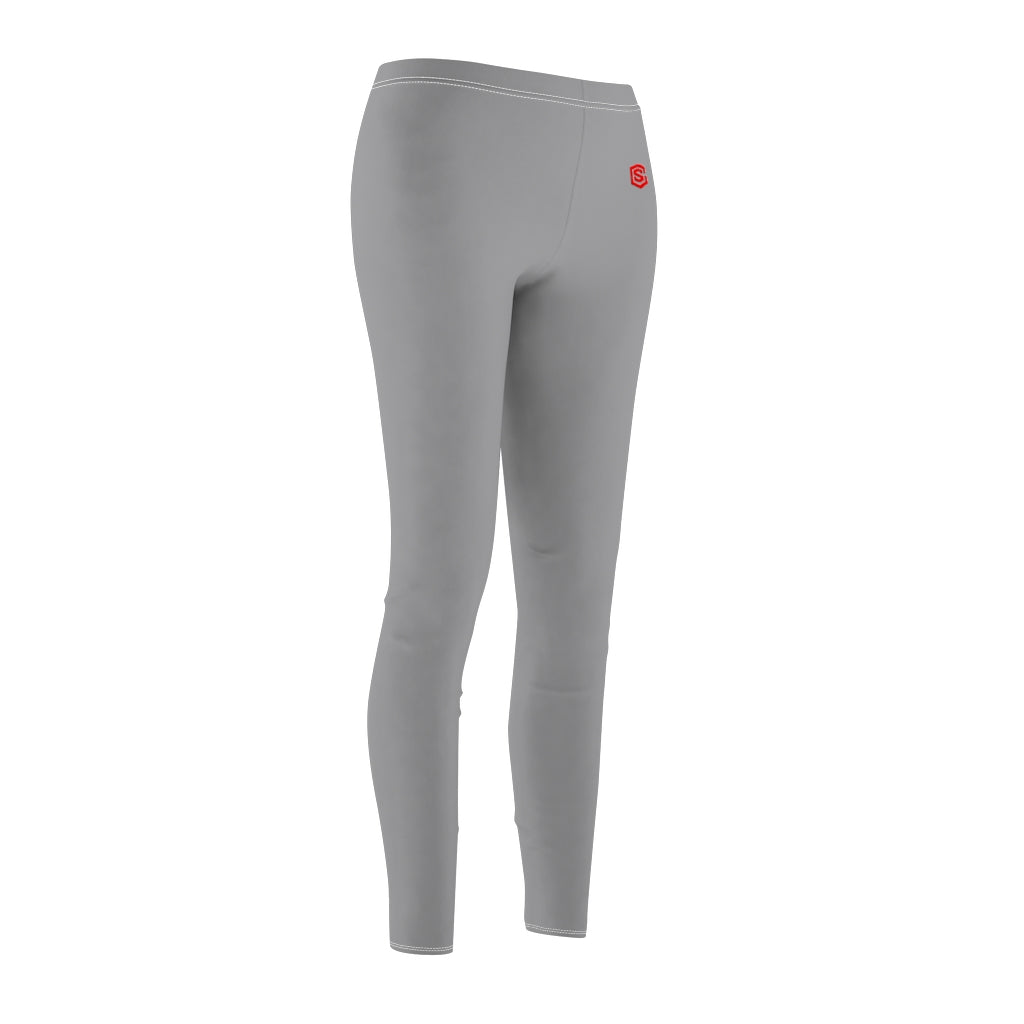 Grey Women's Cut & Sew Casual Leggings Red logo
