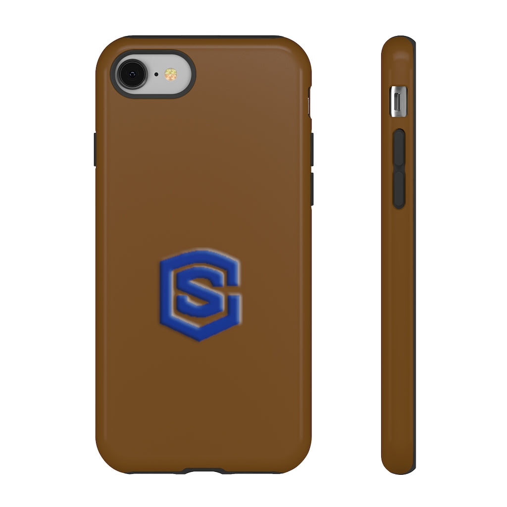 Brown Tough Cases Blue Logo
