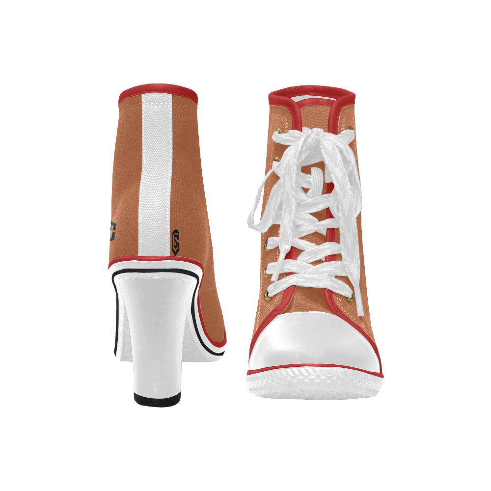 black logo Women's Lace Up Chunky Heel Ankle Booties (Model 054)