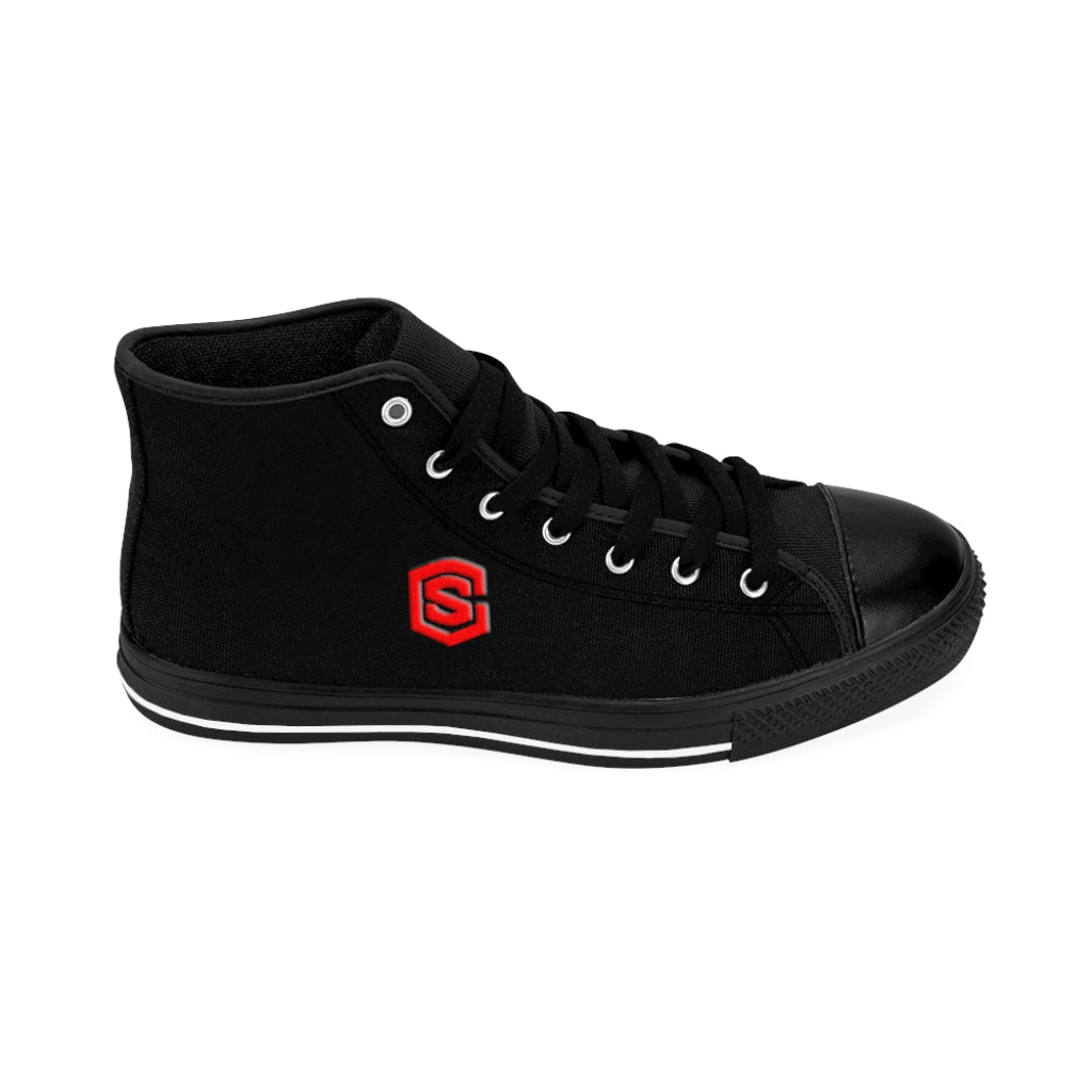 black of Men's High-top Sneakers - red logo