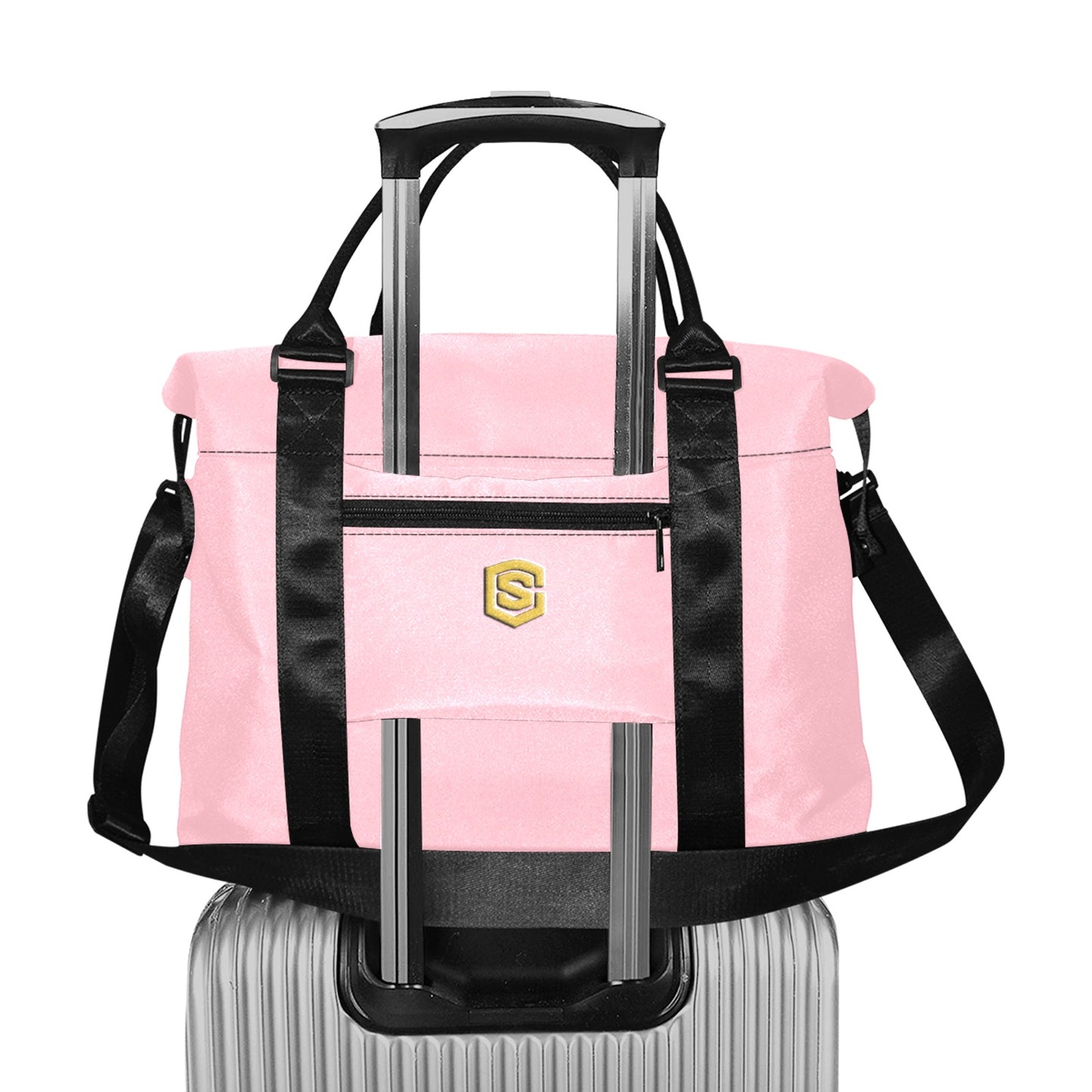 Pink Large Capacity Duffle Bag With Gold Logo Large Capacity Duffle Bag(Model1715)