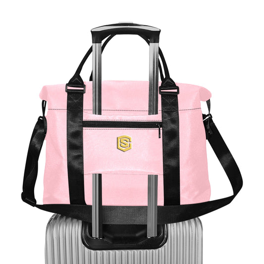 Pink Large Capacity Duffle Bag With Gold Logo Large Capacity Duffle Bag(Model1715)