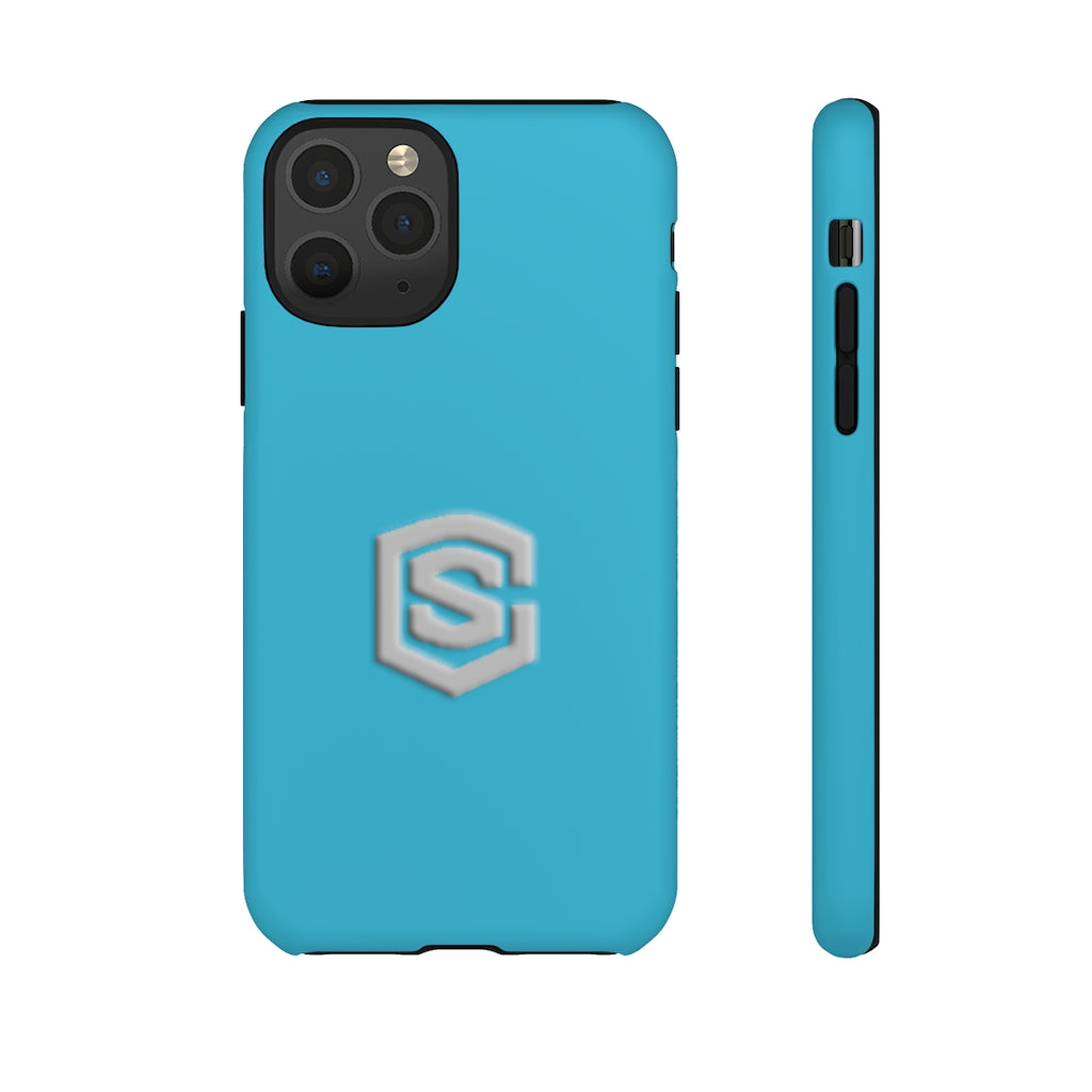 Blue Tough Cases Silver Logo