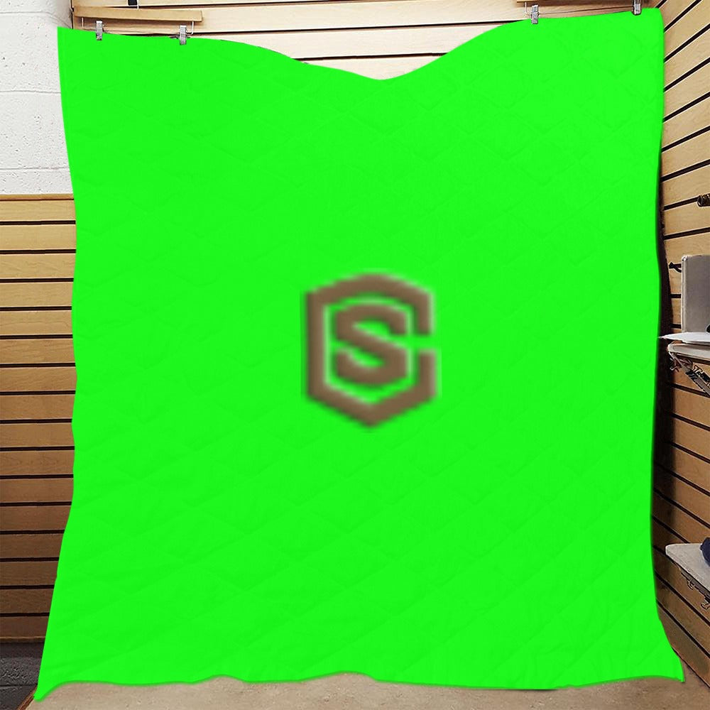 Green Custom Quilt with Brown Logo Custom Quilt  70" x 80"