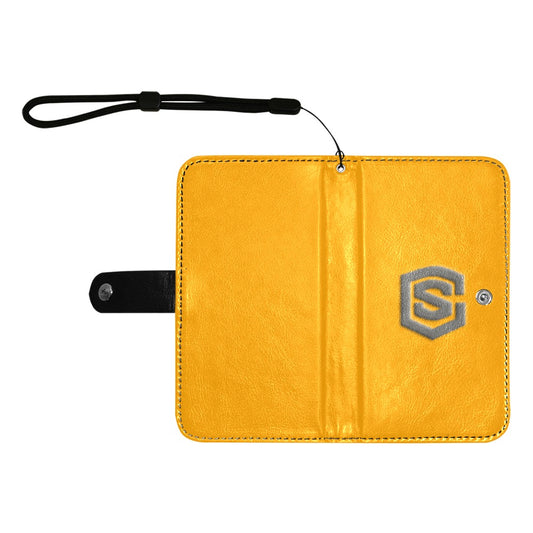 Orange Flip Leather Purse for Mobile Phone(Model1703)(Large) with Gray Logo Flip Leather Purse for Mobile Phone(Model1703)(Large)