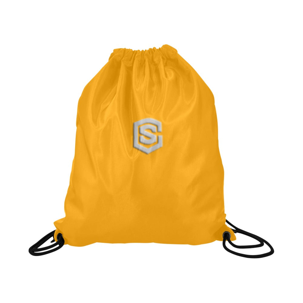 Orange Drawstring Bags Large With Silver Logo Drawstring Bags (Model 1604) (Large)