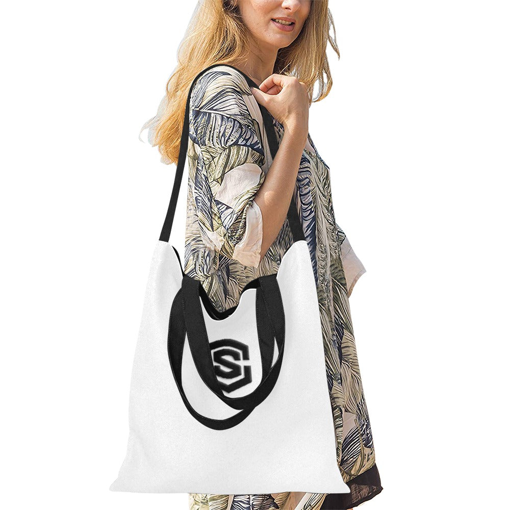 White All Over Print Canvas Tote Bag With Black Logo All Over Print Canvas Tote Bag(Model1698)(Medium)