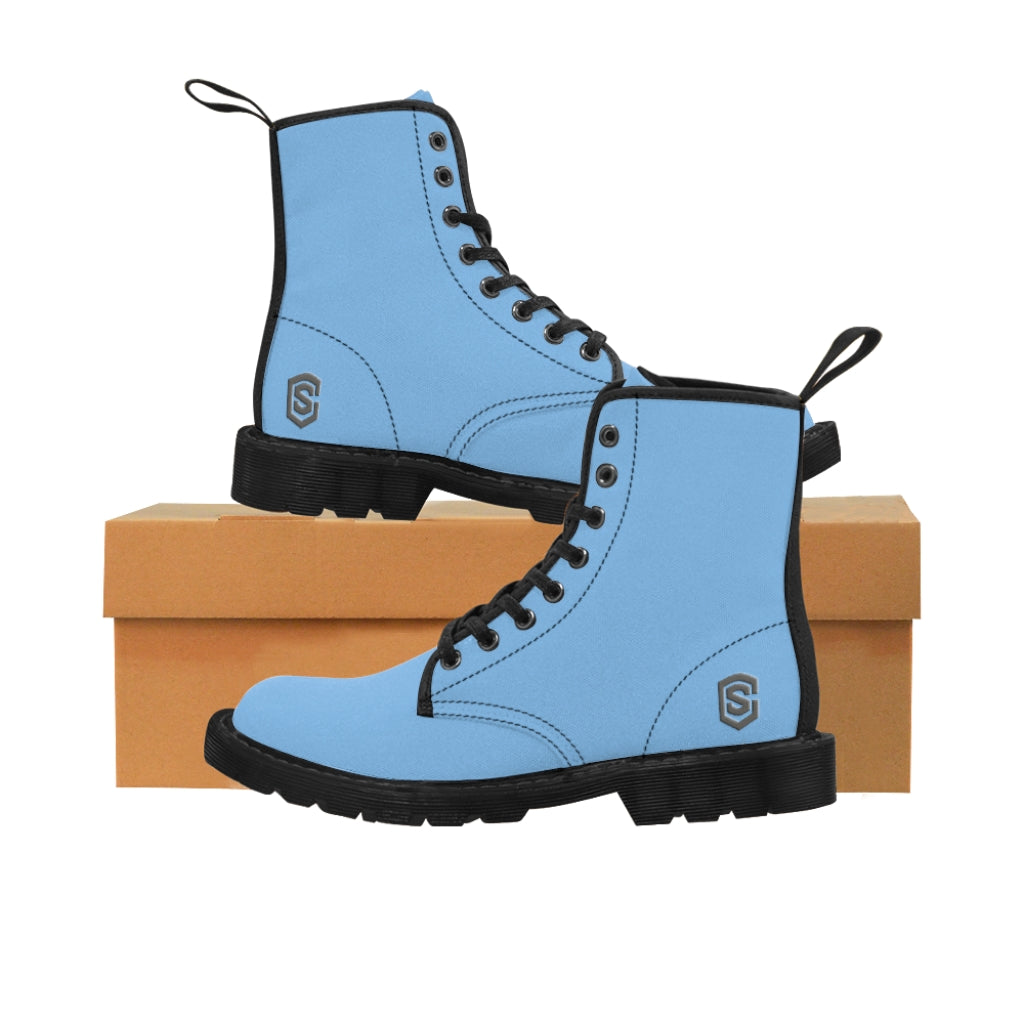 Blue Men's Canvas Boots Silver Logo