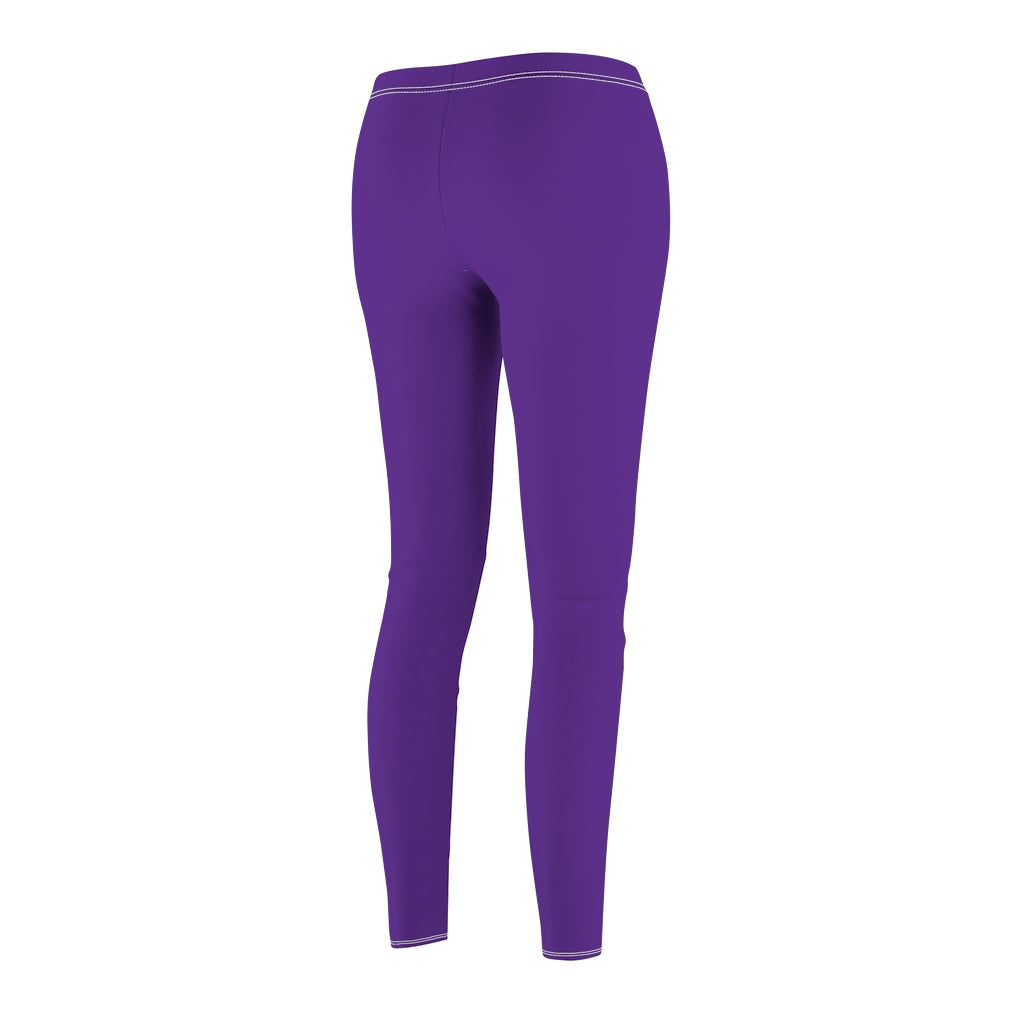 Purple Women's Cut & Sew Casual Leggings Silver logo