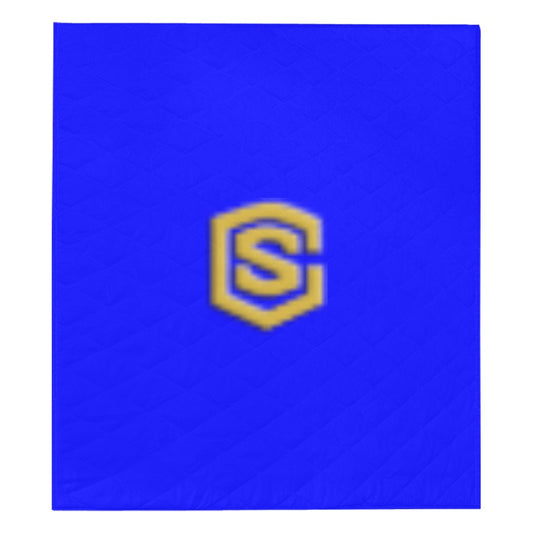 Blue Quilt with Gold Logo Custom Quilt  70" x 80"