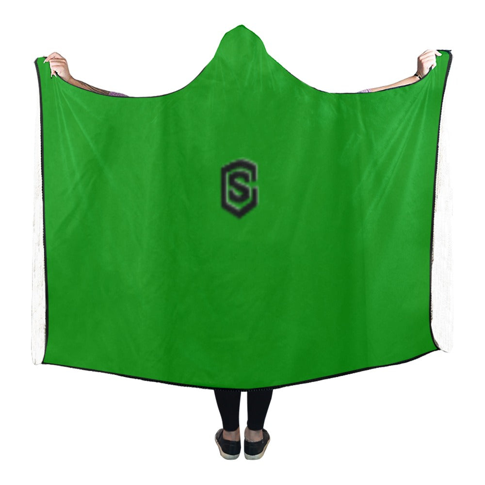 GREEN  Hooded Blanket WHITH BLACK LOGO Hooded Blanket 80"x56"