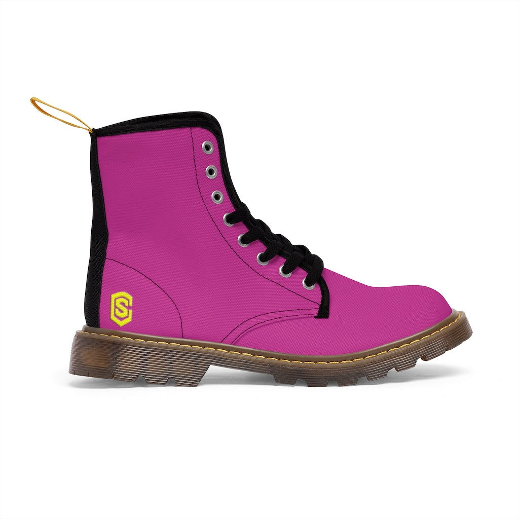 Pink Men's Canvas Boots Yellow Logo