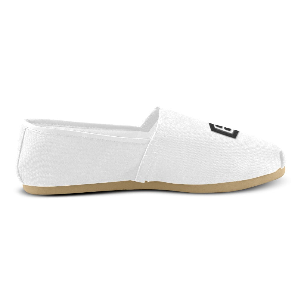 WHITE Casual Canvas Women's WITH BLACK LOGO Casual Canvas Women's Shoes (Model 004) (Designs are mirrored)