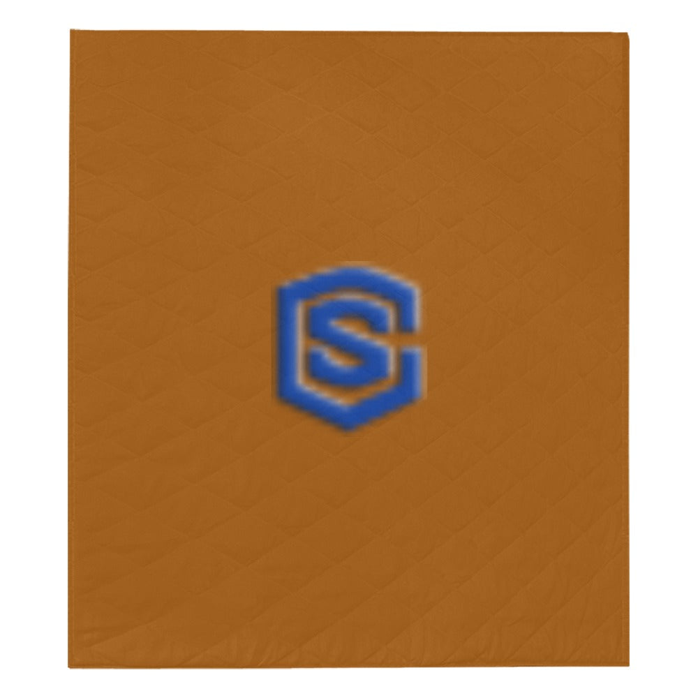 Brown Quilt with Blue Logo Custom Quilt  70" x 80"
