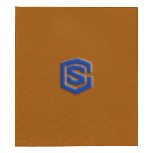 Brown Quilt with Blue Logo Custom Quilt  70" x 80"