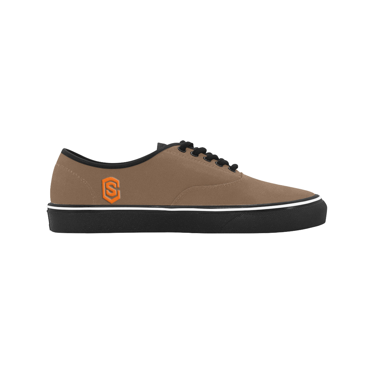 orange logo Classic Men's Canvas Low Top Shoes/Large (Model E001-4)