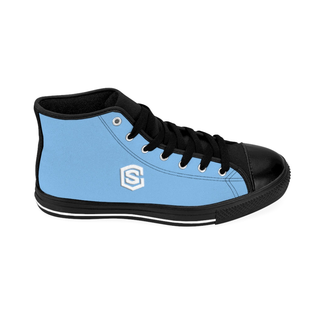 blue Men's High-top Sneakers - white logo