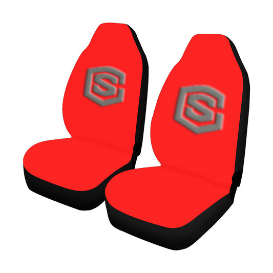 Red Car Seat Covers Grey Logo Car Seat Covers (Set of 2)