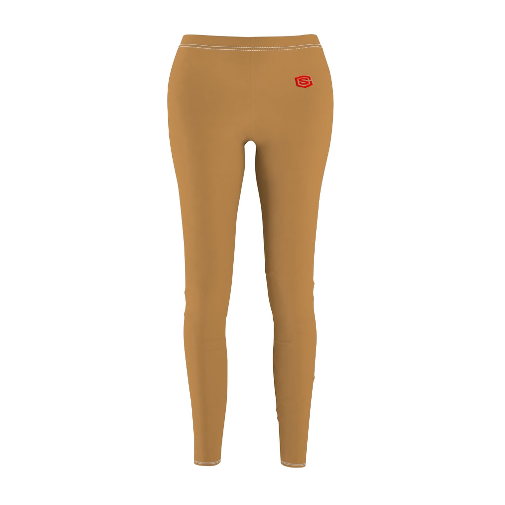 Brown Women's Cut & Sew Casual Leggings Red logo