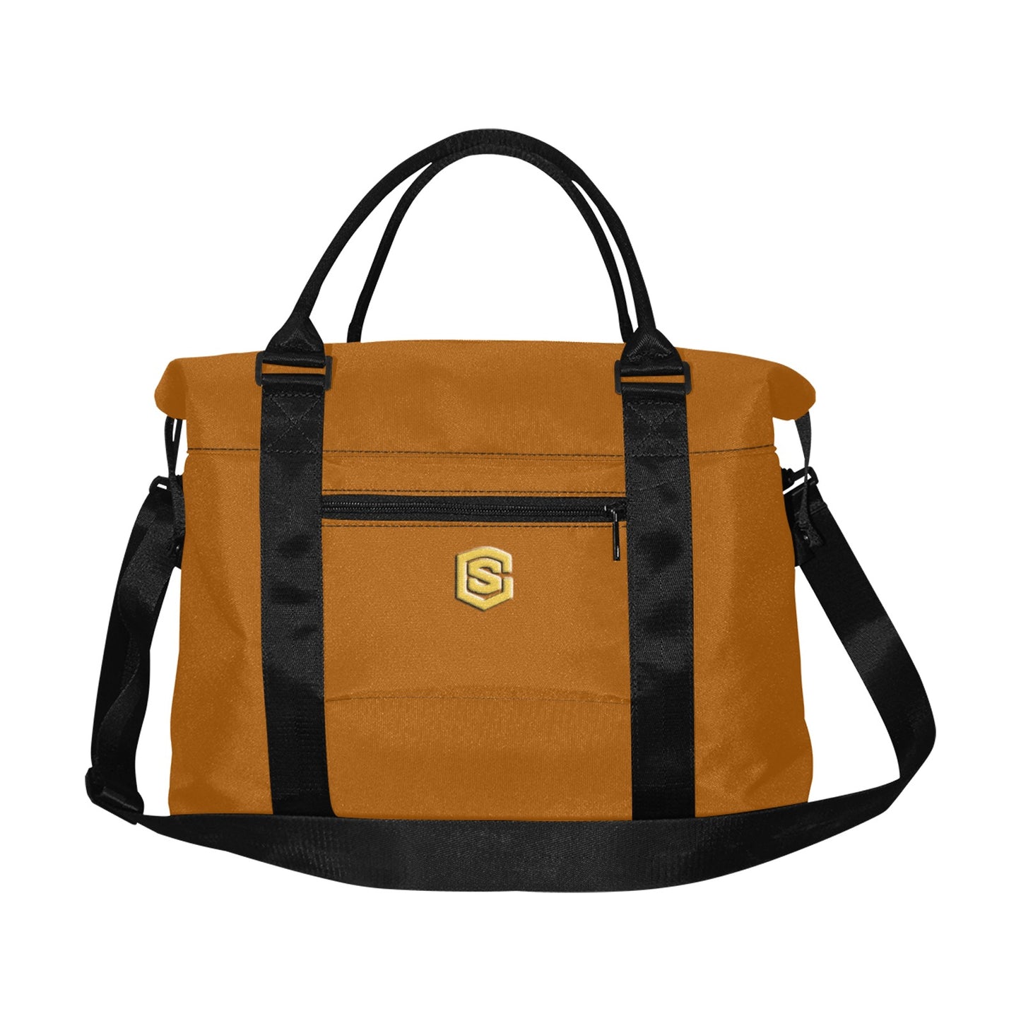 Brown Large Capacity Duffle Bag With Gold Logo Large Capacity Duffle Bag(Model1715)